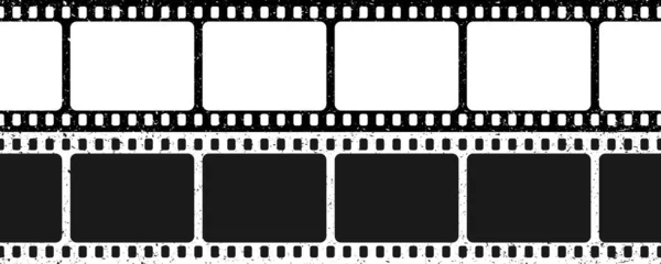 Schwarz-weiße Grunge-Filmstreifen. Alter Retro-Kino-Streifen. Videoaufzeichnung. Vektorillustration. — Stockvektor