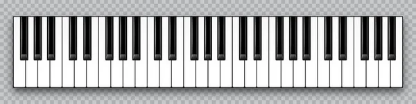 Chave de piano realista. Teclado de instrumento musical em fundo quadriculado. Ilustração vetorial. — Vetor de Stock