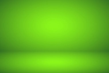 Boş yeşil stüdyo, sahne ışığı efektiyle soyut bir arka plan. Ürün vitrini arka planı. Krom anahtar bileşimi.