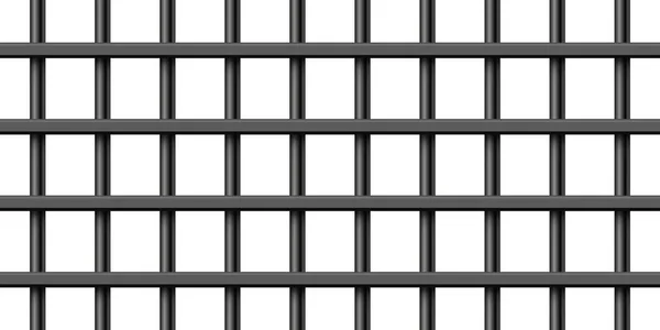 Siyah gerçekçi metal parmaklıklar beyaz arka planda izole edilmiş. Detaylı hapishane kafesi, demir parmaklıklar. Sabıka kaydı. Yaratıcı vektör illüstrasyonu. — Stok Vektör