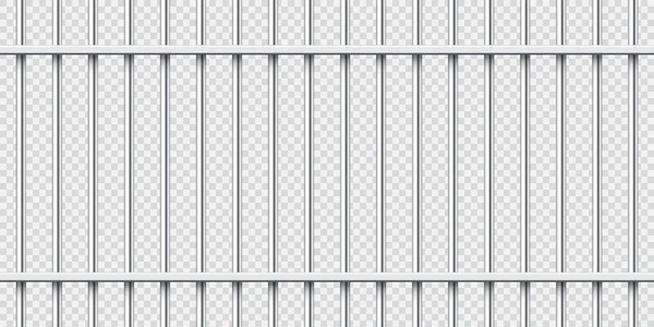 Realistic metal prison bars. Detailed jail cage, prison iron fence. Criminal background mockup. Creative vector illustration. — Stock Vector