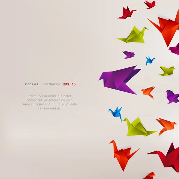 Origami paper birds — Stock Vector