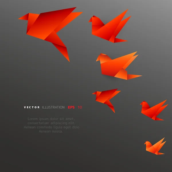 Origami papel aves — Vector de stock