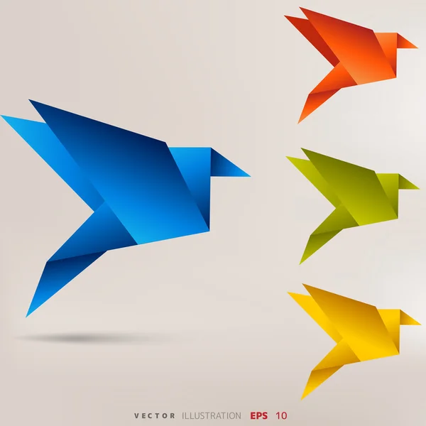 Origami păsări de hârtie — Vector de stoc