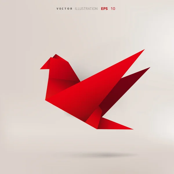 Origami papel pájaro — Vector de stock