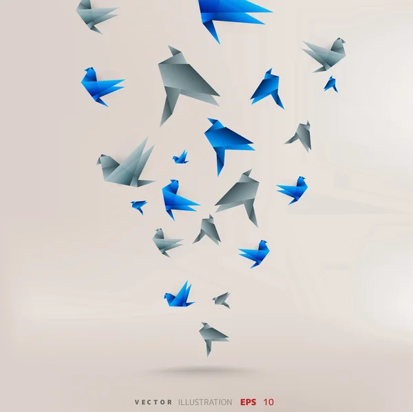 Oiseaux en papier Origami — Image vectorielle