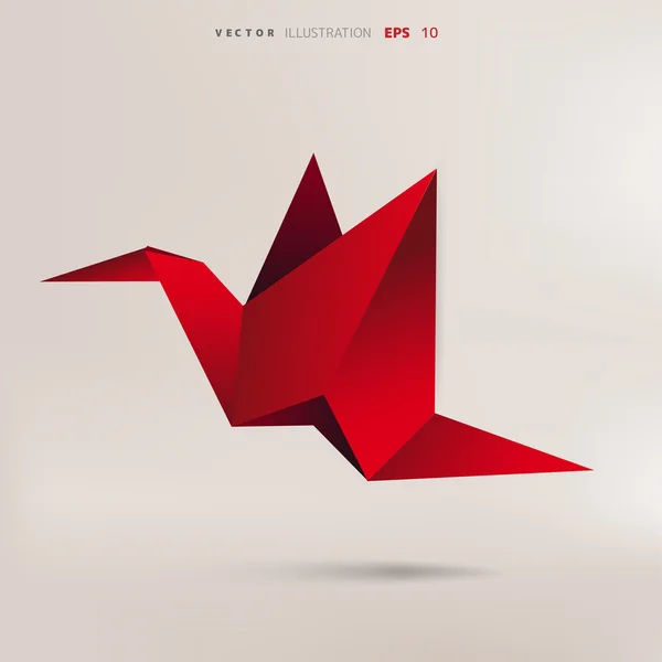 Origami papel pájaro — Vector de stock