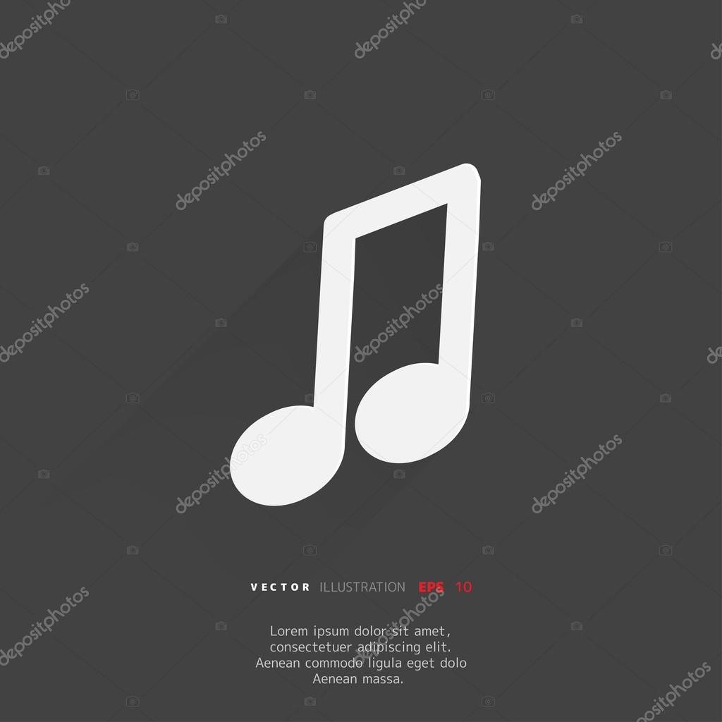 Music web icon, flat design