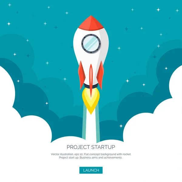 Flat rocket icon. Startup concept. Project development. — Stock Vector