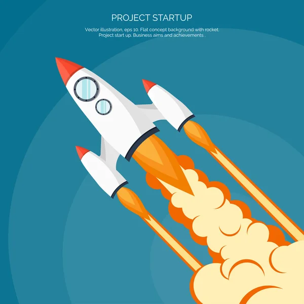 Platte raket pictogram. opstarten concept. projectontwikkeling. — Stockvector