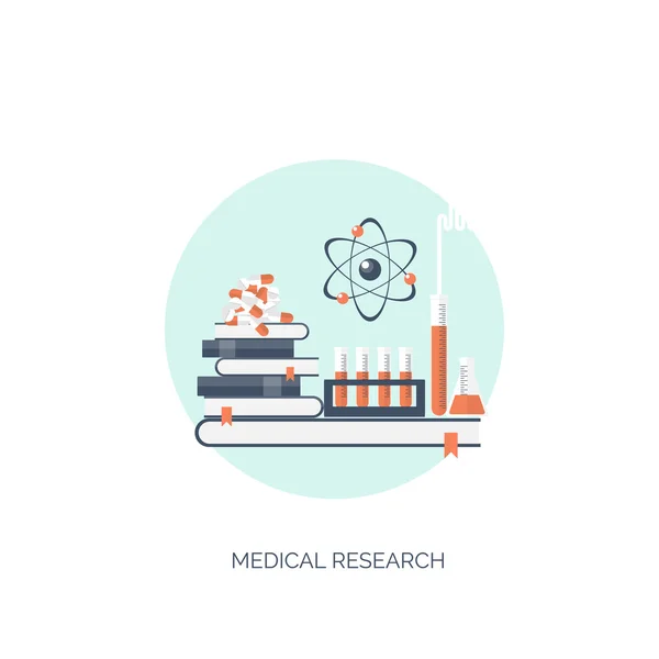 Ilustração vetorial. Plano de fundo médico e químico. Pesquisa, experiência. Cuidados de saúde, primeiros socorros . — Vetor de Stock