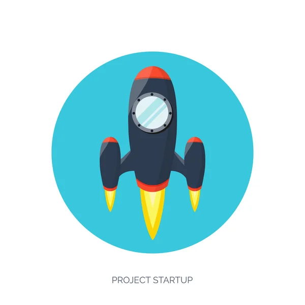 Flat rocket icon. Startup concept. Project development. — Stock Vector