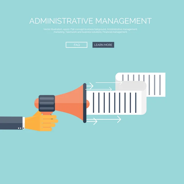 Icono de altavoz plano. Concepto de gestión administrativa. Objetivos y soluciones empresariales . — Vector de stock