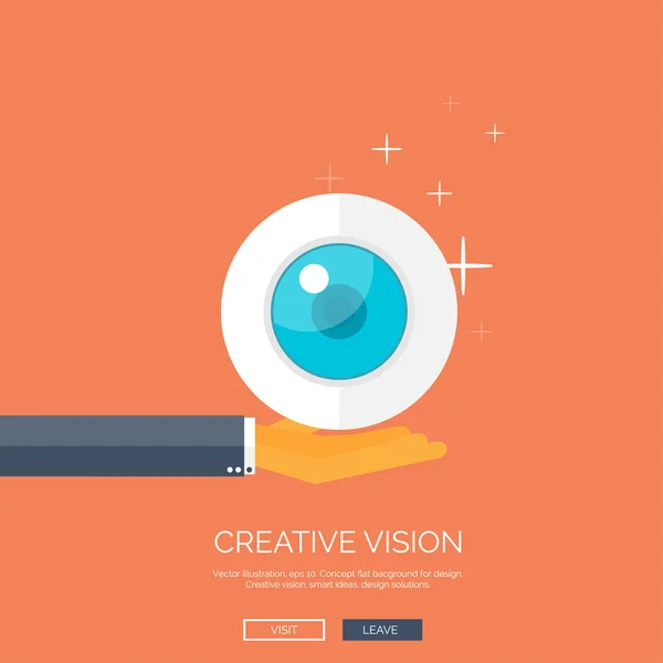 Vektorillustration. flaches Auge und flache Hand. kreative Vision Konzept Hintergrund. — Stockvektor