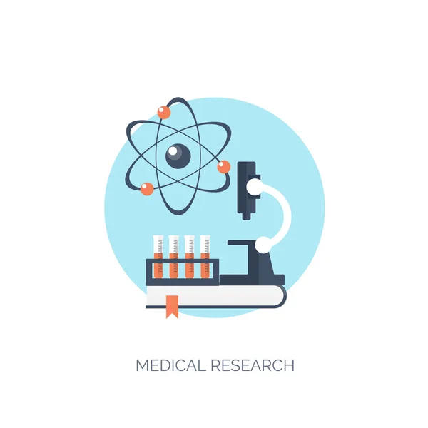 Vektor illustration. Platt medicinska och kemiska bakgrund. Forskning, experiment. Sjukvård, första hjälpen. — Stock vektor