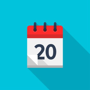 Düz takvim simgesini. Tarih ve saat arka plan. 20 numaralı