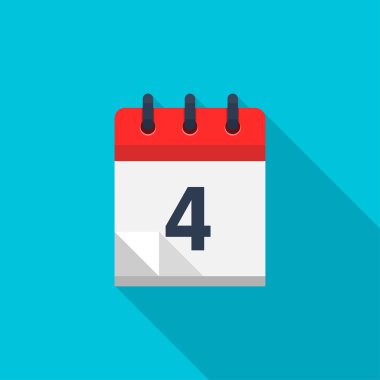 Düz takvim simgesini. Tarih ve saat arka plan. Sayı 4