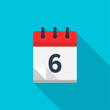 Düz takvim simgesini. Tarih ve saat arka plan. Sayı 6