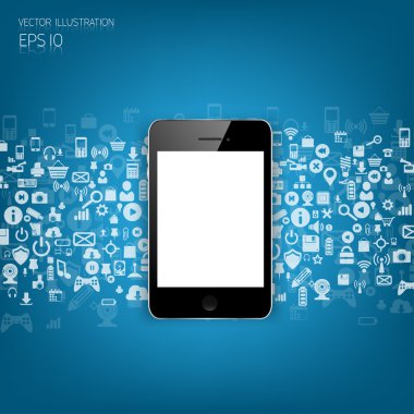 Gerçekçi detalized düz smartphone uygulama simgeleri ile.