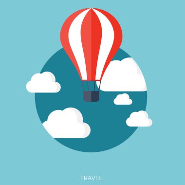 Bulutlar web simgesi ile düz hava balonu.