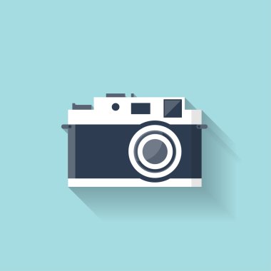 Düz retro fotoğraf kamera web simgesi