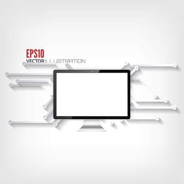 Soyut entegre devre. İş geçmişi. Gerçekçi detalized flat monitör.
