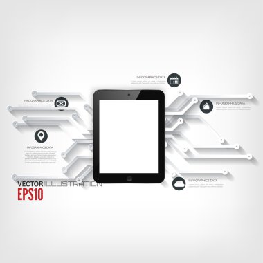Soyut entegre devre. İş geçmişi. Gerçekçi detalized düz tablet.