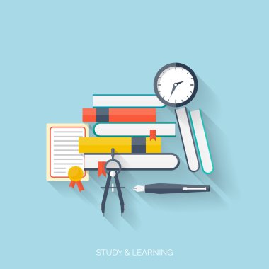 Düz kavramı eğitim arka plan. Okula dönüş. Uzaktan eğitim. Üniversitesi içinde çalışma.