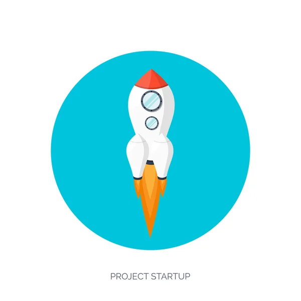 Platte raket pictogram. opstarten concept. projectontwikkeling. — Stockvector