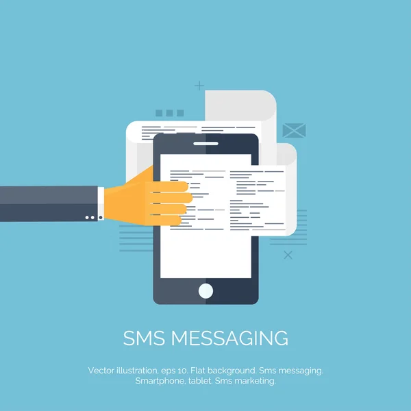 Vektorové ilustrace. SMS. komunikace. Sociální síť. Smartphone. — Stockový vektor