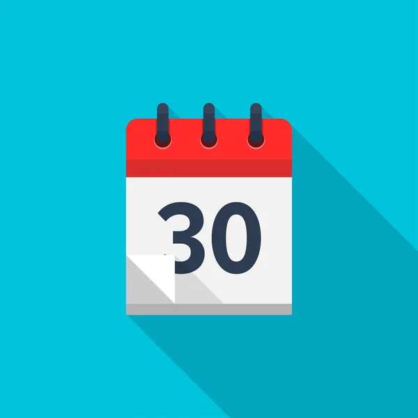 Lapos naptár ikonra. Dátum és idő háttér. 30 szám — Stock Vector
