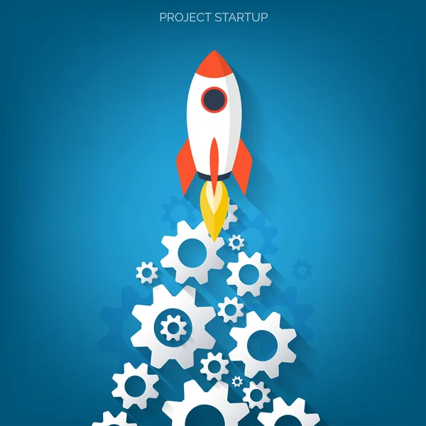 Flat rocket icon. Startup concept. Project development. — Stock Vector