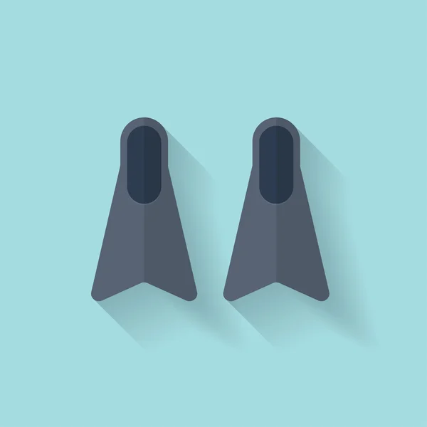 Chinelos de mergulho plano, ícone de barbatanas web —  Vetores de Stock