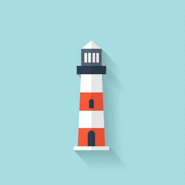 Flat lighthouse web icon — Stock Vector