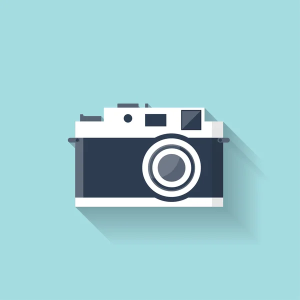 Плоский ретро фотоапарат веб значок — стоковий вектор