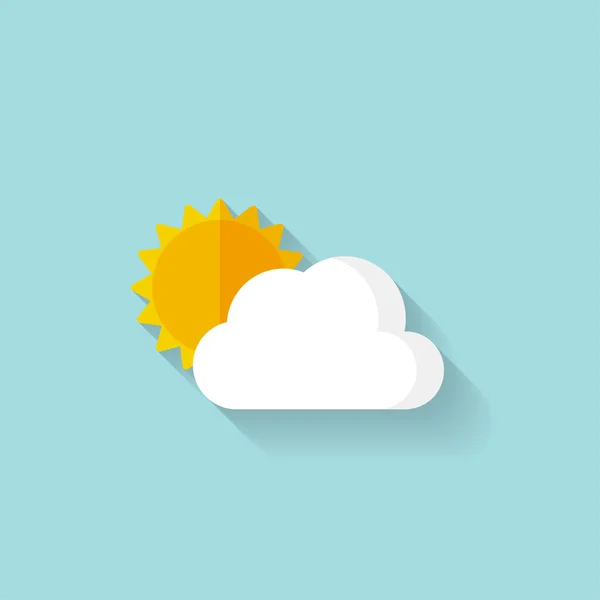 Flat sun and cloud weather web icon — Stock Vector