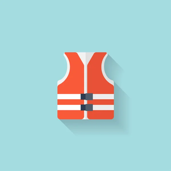 Flat lifejacket web icon.Background wit application symbols. — Stock Vector