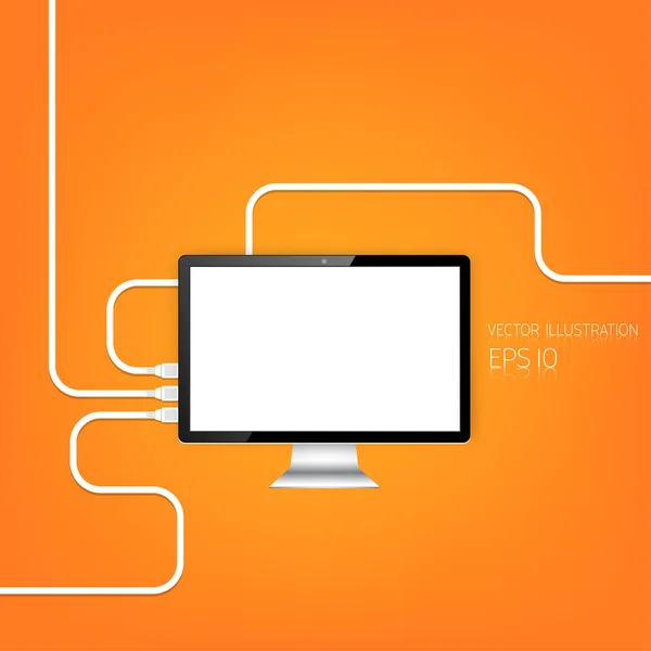 現実的な detalized フラット モニター。Usb 接続. — ストックベクタ