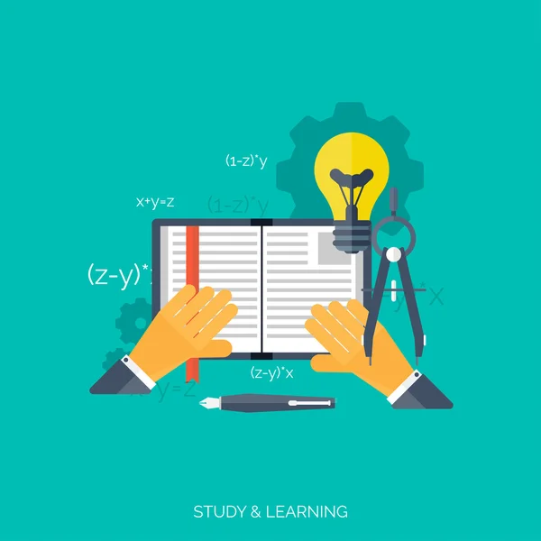 Flat concept education background. Back to school. Distance learning. Study in univercity. — Stock Vector