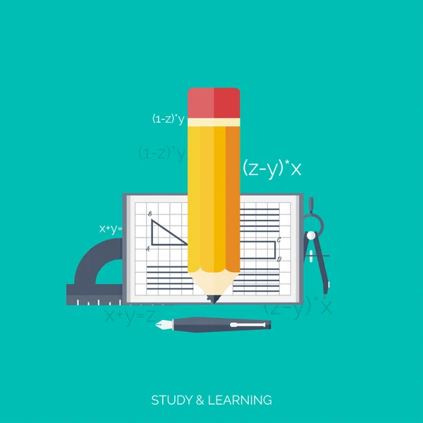 Formação de conceito plano. De volta à escola. Ensino à distância. Estudo em universalidade . — Vetor de Stock