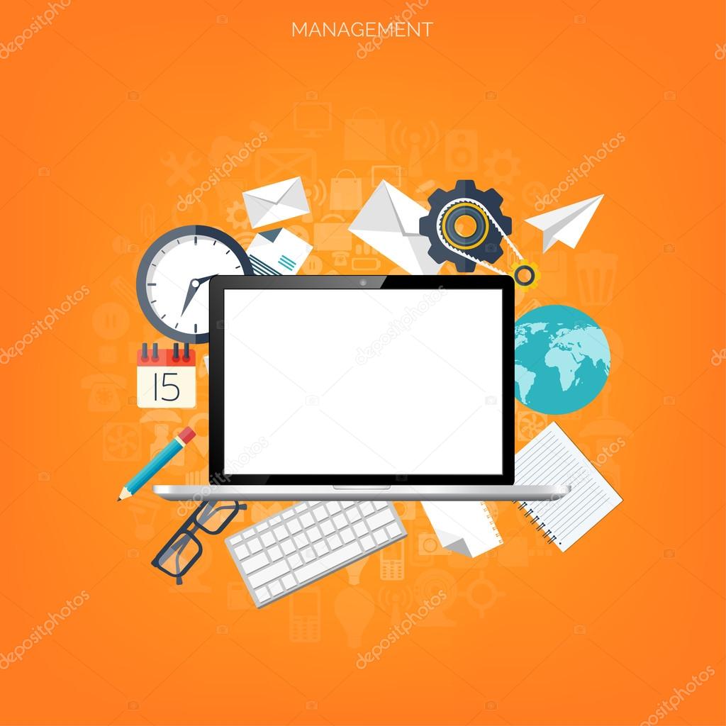Flat management background. Business and marketing. Money making. Teamwork  and time planning concept. Stock Vector Image by ©floral_set #68717913