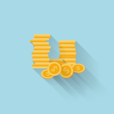 Düz web simgesi. Para para