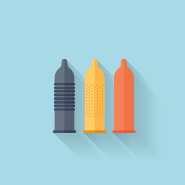 Düz web Internet simgesini. Renkli prezervatif.
