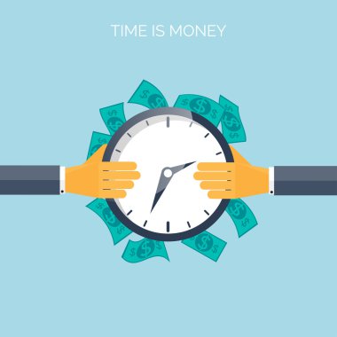 Para kavramı arka plan düz zamanı. Movey para biriktiriyorum. Zaman yönetimi