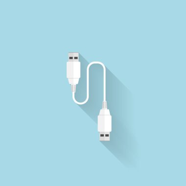 Web için düz Usb kablo simgesi.