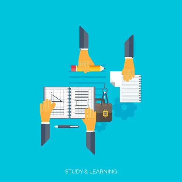 Flat concept education background. Back to school. Distance learning. Study in univercity. — Stock Vector