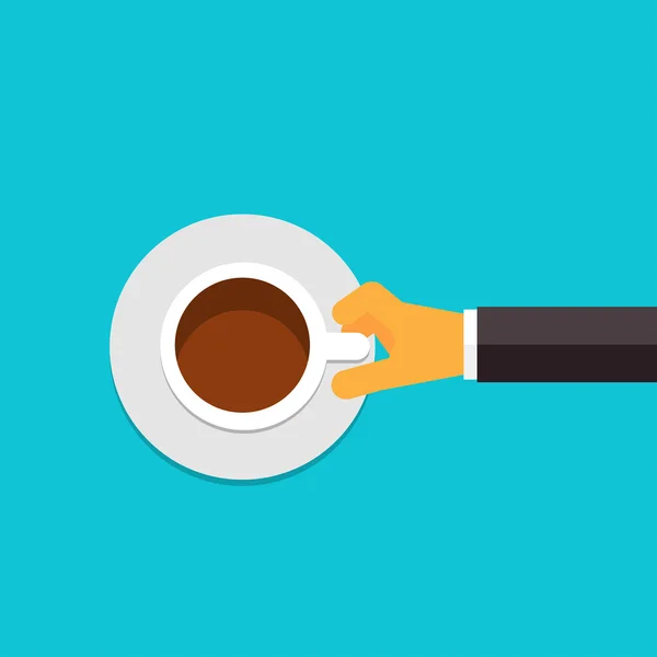 Café plat ou tasse à thé à la main . — Image vectorielle