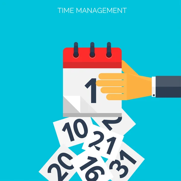 Icono de calendario plano. Fecha y hora de fondo. Concepto de gestión del tiempo . — Vector de stock