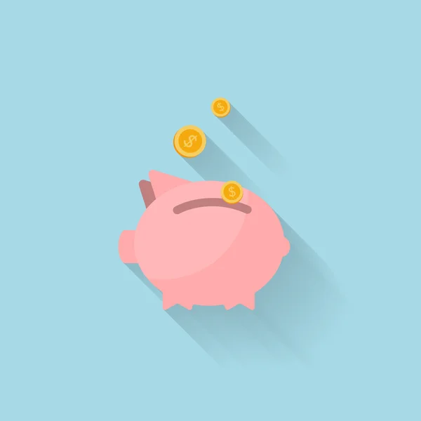 Platte piggy bank pictogram voor web — Stockvector