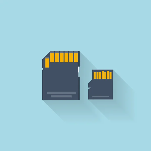 Icono de tarjeta de memoria plana para web . — Vector de stock
